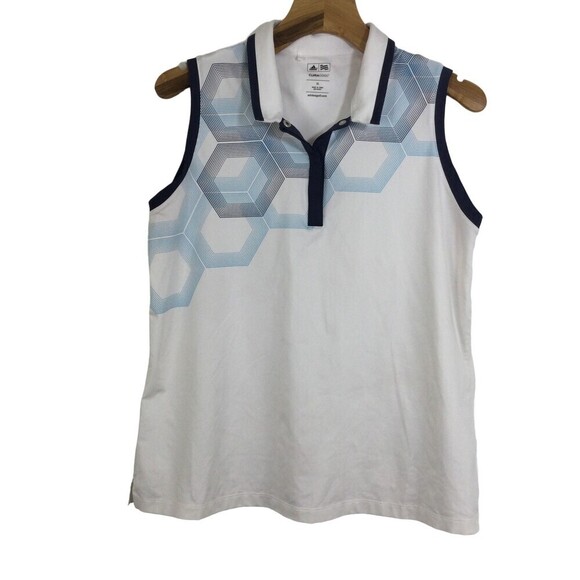 Adidas Clima Cool Sleeveless 1/4 Button Collared Golf Polo Shirt Top White XL - Picture 1 of 7